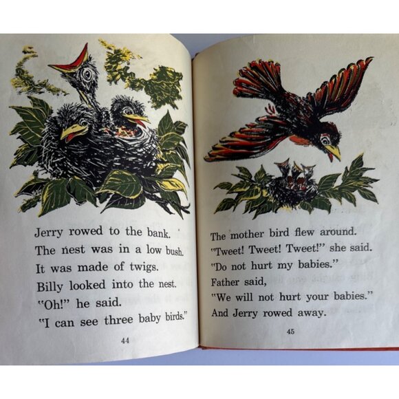 Jerry Goes Fishing 1942 School Book Florence Battle HC Illust Jack Merryweather - Picture 15 of 16